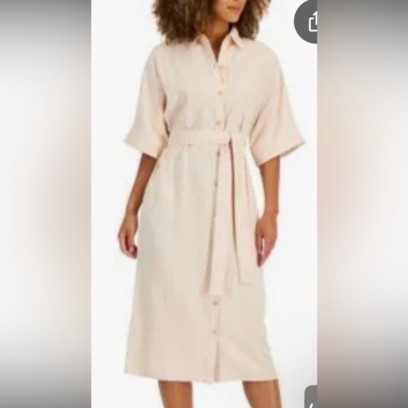 Anne Klein Cream Midi Shirt Dress. Size XL. NWT - Picture 1 of 3